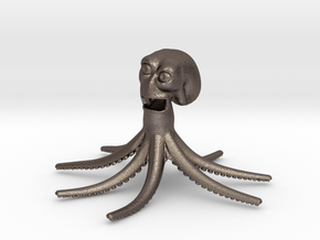 Toon octopus pose 01 in Polished Bronzed Silver Steel