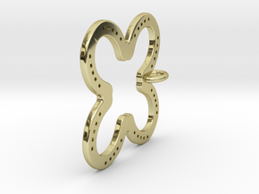 Tilted Horseshoe with luck in 18k Gold Plated Brass