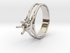 Design Ring 18.20 Mm For Diamond 5.2 Mm Model Futu in Rhodium Plated Brass