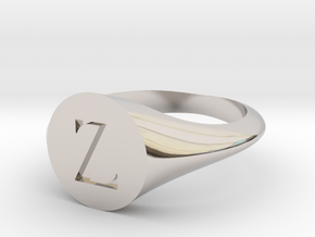 Letter Z - Signet Ring Size 6 in Rhodium Plated Brass