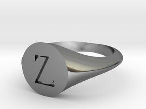 Letter Z - Signet Ring Size 6 in Polished Silver