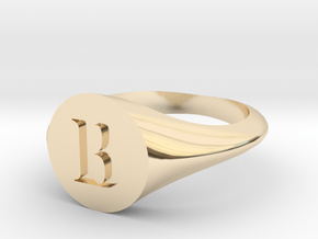 Letter B - Signet Ring Size 6 in 14k Gold Plated Brass