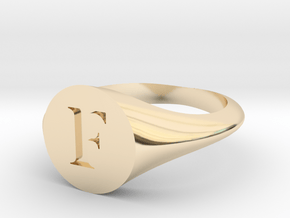 Letter F - Signet Ring Size 6 in 14k Gold Plated Brass