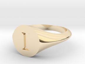 Letter I - Signet Ring Size 6 in 14k Gold Plated Brass