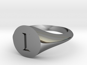 Letter I - Signet Ring Size 6 in Fine Detail Polished Silver