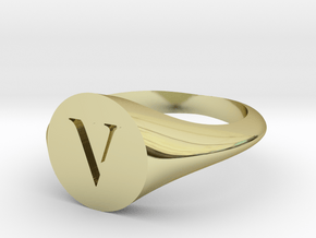 Letter V - Signet Ring Size 6 in 18k Gold