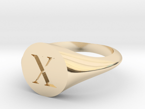 Letter X - Signet Ring Size 6 in 14k Gold Plated Brass