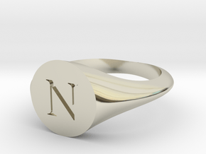 Letter N - Signet Ring Size 6 in 14k White Gold