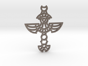 Winged Cross / Cruz Alada in Polished Bronzed Silver Steel
