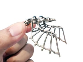 Eagle Wireframe Keychain  in Polished Bronzed Silver Steel