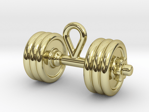 Dumbbell With Hook. in 18k Gold Plated Brass