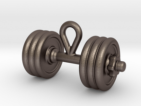 Dumbbell With Hook. in Polished Bronzed Silver Steel