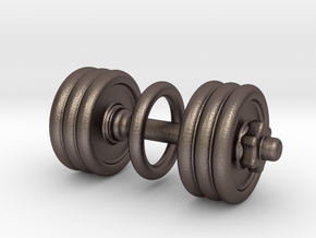 Dumbbell With Loop in Polished Bronzed Silver Steel