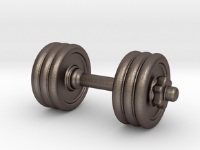 Dumbbell Without Hook in Polished Bronzed Silver Steel