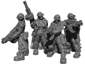 Female Stealth Gang with Automatic Rifles in Tan Fine Detail Plastic