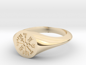 Icelandic Compass Signet Ring in 14k Gold Plated Brass