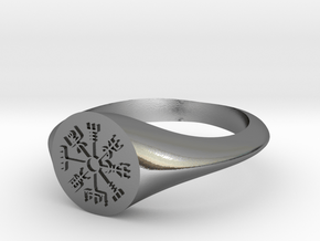 Icelandic Compass Signet Ring in Polished Silver