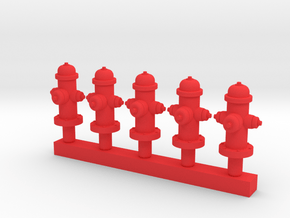 Fire Hydrant 'O' 48:1 Scale Qty (5) in Red Processed Versatile Plastic