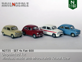 SET 4x Fiat 600 (N 1:160) in Tan Fine Detail Plastic