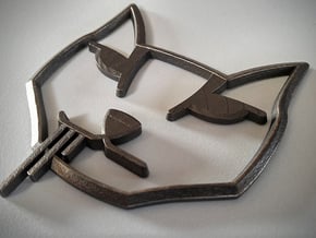 Stalker Cat Badge, Hood Curved in Polished and Bronzed Black Steel