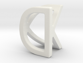 Two way letter pendant - DK KD in White Natural Versatile Plastic