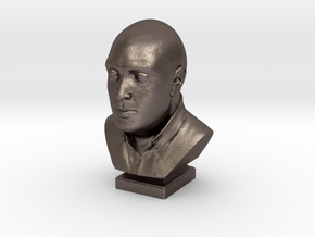 Human head bust in Polished Bronzed Silver Steel