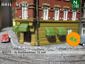 4x Korbmarkise 10 mm (N 1:160) in Tan Fine Detail Plastic