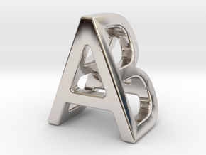 AB BA - Two way letter pendant in Rhodium Plated Brass