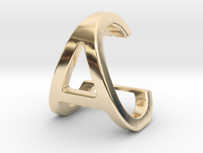 AC CA - Two way letter pendant in 14k Gold Plated Brass