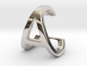 AC CA - Two way letter pendant in Rhodium Plated Brass