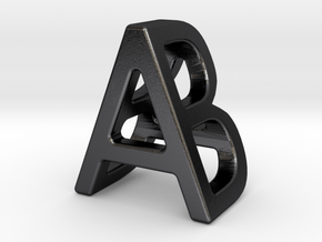 AB BA - Two way letter pendant in Polished and Bronzed Black Steel