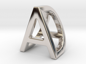 AD DA - Two way letter pendant in Rhodium Plated Brass