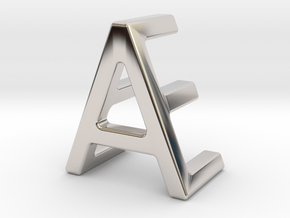 AE EA - Two way letter pendant in Rhodium Plated Brass