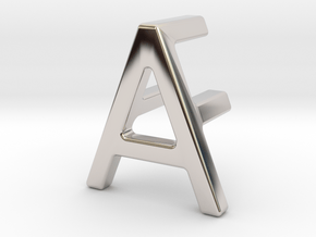 AF FA - Two way letter pendant in Rhodium Plated Brass