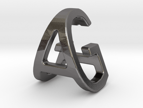 AG GA - Two way letter pendant in Polished Nickel Steel
