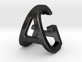 AG GA - Two way letter pendant in Polished and Bronzed Black Steel