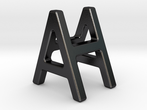 AH HA - Two way letter pendant in Polished and Bronzed Black Steel