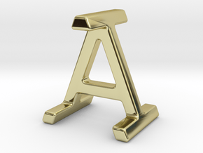 AI IA - Two way letter pendant in 18k Gold Plated Brass