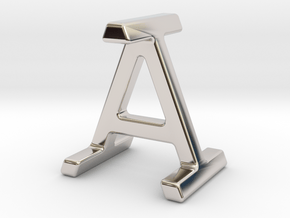 AI IA - Two way letter pendant in Rhodium Plated Brass