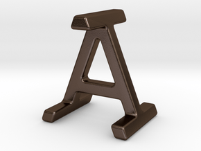 AI IA - Two way letter pendant in Polished Bronze Steel