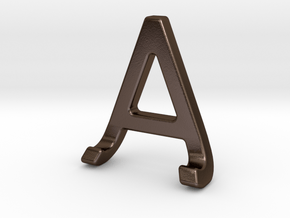 AJ JA - Two way letter pendant in Polished Bronze Steel