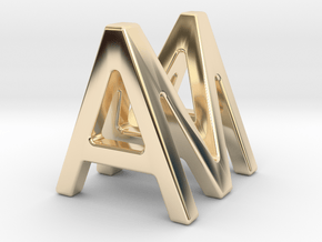 AM MA - Two way letter pendant in 14k Gold Plated Brass