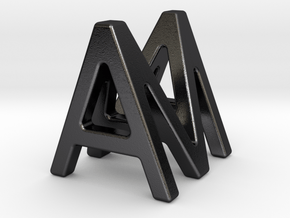 AM MA - Two way letter pendant in Polished and Bronzed Black Steel