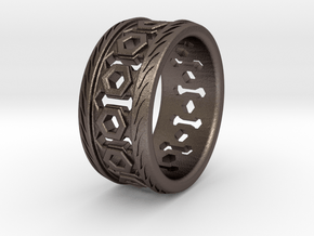 MEN'S LATTICE RING SIZE 10 in Polished Bronzed Silver Steel
