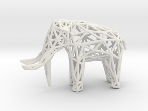 Elephant Wireframe 50mm in White Natural Versatile Plastic