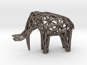 Elephant Wireframe 50mm in Polished Bronzed Silver Steel