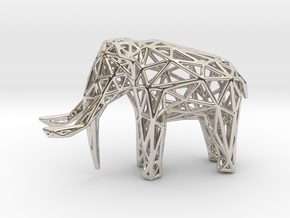 Elephant Wireframe 50mm in Rhodium Plated Brass