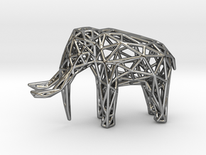 Elephant Wireframe 50mm in Polished Silver