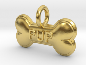 PUP charm in Polished Brass