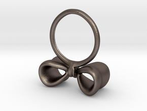Bow ring in Polished Bronzed Silver Steel